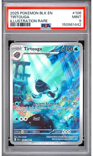 2025 POKEMON BLK EN-BLACK BOLT ILLUSTRATION RARE #106 TIRTOUGA PSA 9