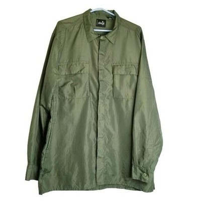 Levi's Silvertab Nylon Shirt Long Sleeve Camp Work Windbreaker Fishing Green XL
