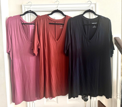 Torrid Super Soft V-Neck Tunic Tops Lot 3  Plus Size 3X Black Rust  Pink