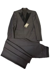 Canali Men's Dark Pinstripe Suit Navy Blue, Size US 52r/42r, Two-Piece