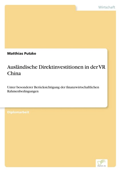 AusläNdische Direktinvestitionen In Der VR China Matthias Putzke Taschenbuch-image