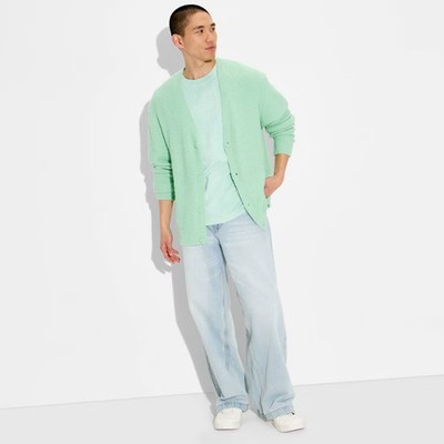 Men Open Neck Cardigan - Original Use Green M