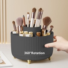 Makeup Brush Holder 360 Rotating 5 Slot Cosmetic Pencil Pen Cup Organizer Black