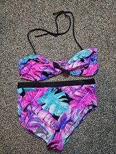 Vintage Colorful Plam Bikini sz 16