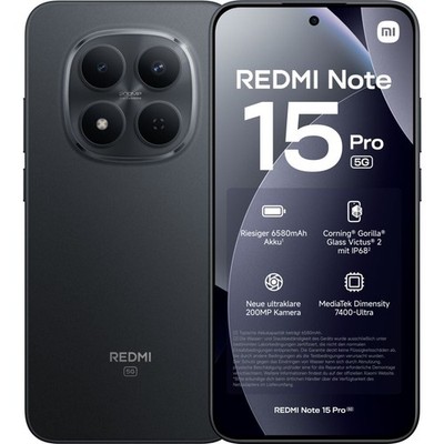 Xiaomi REDMI Note 15 Pro 5G 256 GB Black Dual SIM Smartphone Handy Mobiltelefon