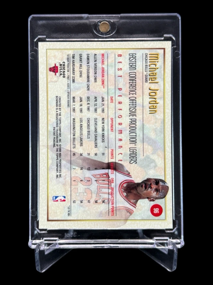 1998/99 Bowman’s Best MICHAEL JORDAN Best Performance RAINBOW HOLO #96🔥RARE🔥 - Image 2 of 4