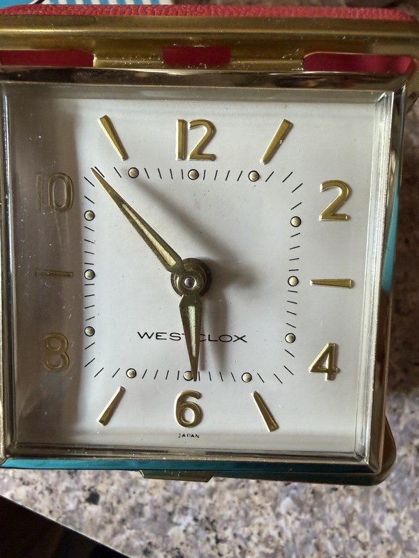VTG RED WESTCLOX TOURALARM II LUMINOUS DIAL 44104 WORKS  IOB