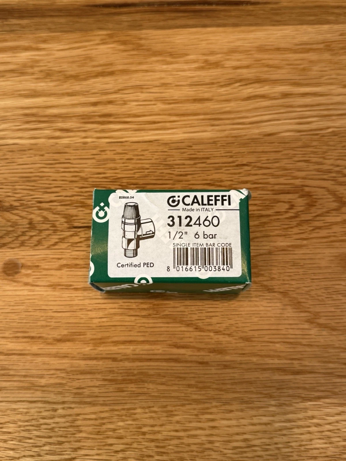 Altecnic Caleffi 312460 Safety Pressure Relief Valve 1/2" 6 Bar - Brand New