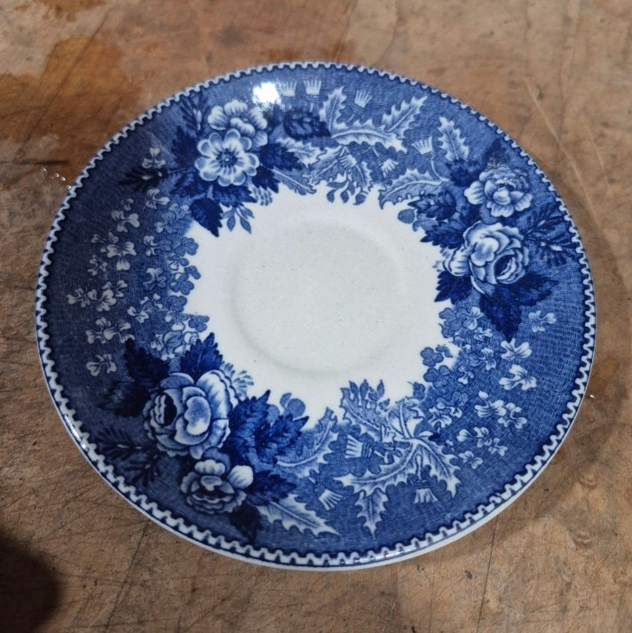 Adams Staffordshire Blue & White Floral Plate, Made in England, Round