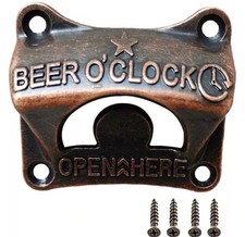 Wall Mounted Beer Bottle Opener  Beer O’clock Logo With Screws