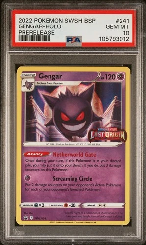 Pokemon Gengar Lost Origin Prerelease Holo Promo SWSH241 PSA 10 Gem Mint