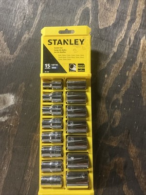 NOS Stanley 15pc 1/2  Drive Metric Socket Set 9 24mm ~ #89-339