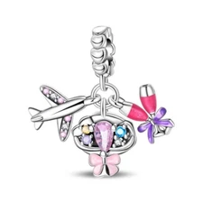 KUNSIR 925 Sterling Silver AAA CZ Romantic Date Dangle Charm For Women Bracelets