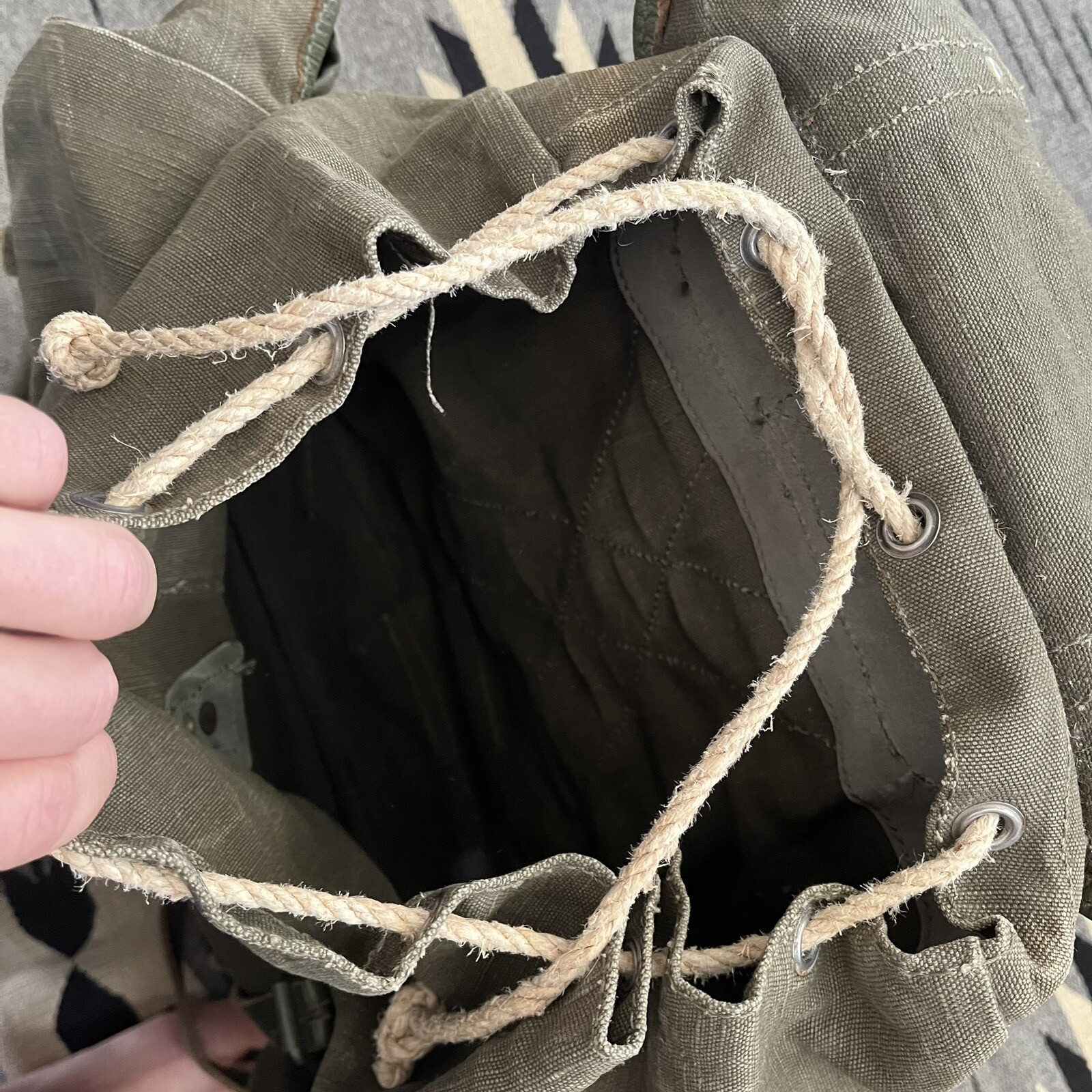 Vtg 60s French Military Army Backpack Rucksack 1960s Canvas Military