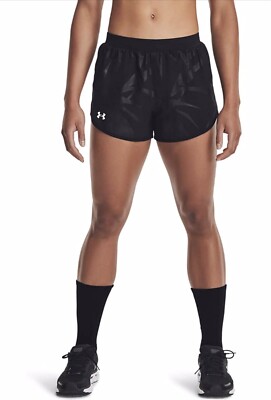 Under Armour Fly By 2.0 Printed Shorts Black Reflective Women s S NWT $30