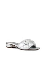 Sam Edelman Dawson Braided Heeled Slide Sandals Women's Silver Metallic US 9.5 M