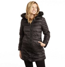 Womens Plus Sz 3x Excelled Faux Fur Hooded Puffer Jacket Coat Black Zipper $150