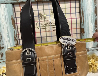 Authentic Coach Soho Tan & Brown Leather Shoulder Bag Tote 10911