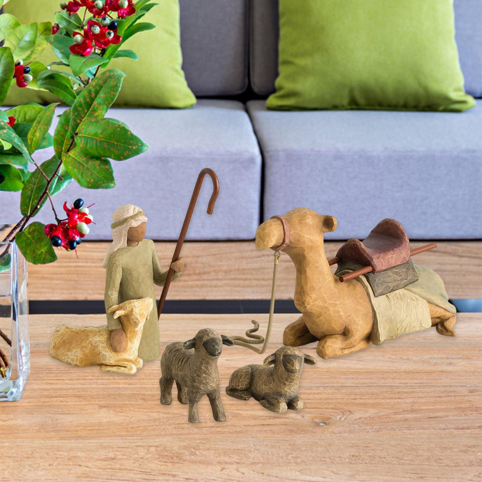 Nativity Figures Set Statue Hand Painted Decor Jesus Willow Tree Gifts