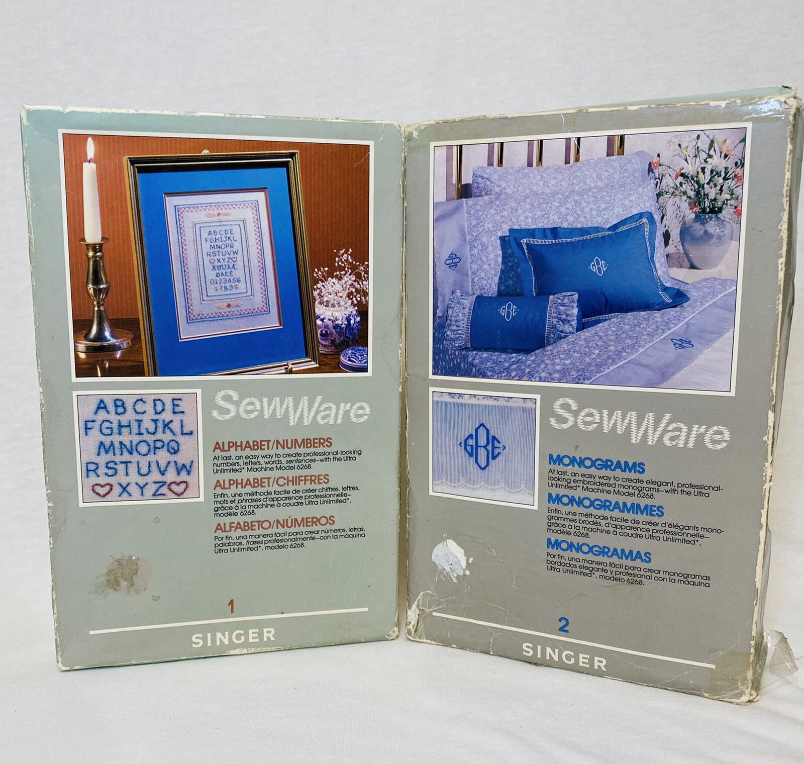 2 Vintage SINGER SewWare Embroidery Kits Cartridges 12 Alphabet Number Monogram eBay