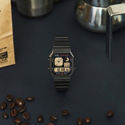 Casio Vintage Retro-Futuristic Analog-Style Digital Black Grey