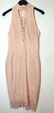 POWDER BLUSH PINK LADIE FORMAL PARTY BODYCON LACE DRESS SIZE 8 PRETTYLITTLETHING