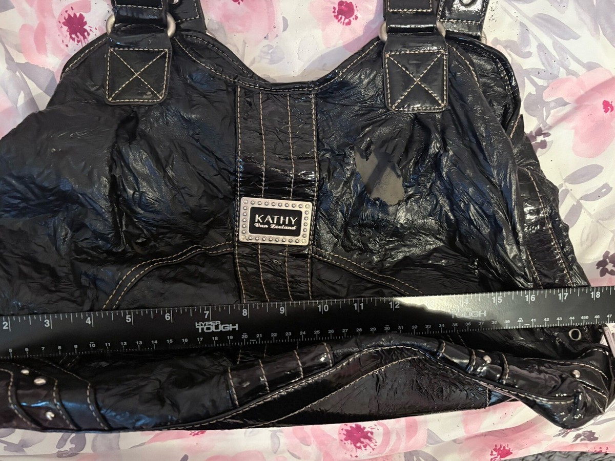 KATHY VAN ZEELAND Black Purse HANDBAG Gold Lining Designer