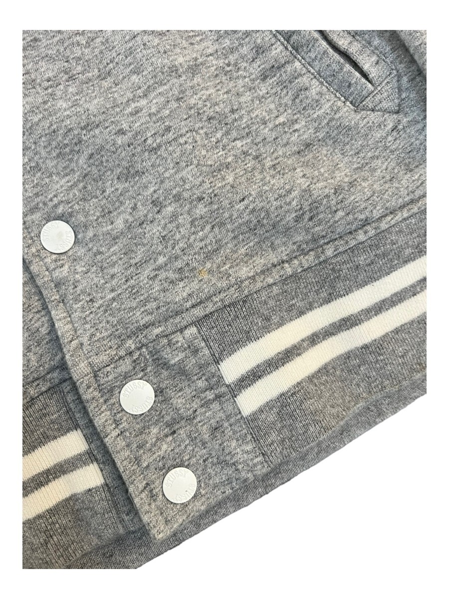 Stussy SS Link Varsity Letterman Jacket Grey / White Striped Stussy SS Link Varsity Letterman Jacket Grey / White Striped