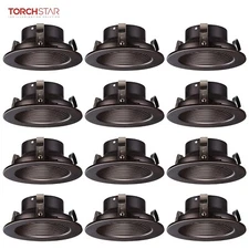 12 Pack 4" Recessed Can Light Trim with Oil Rubbed Bronze Step Baffle