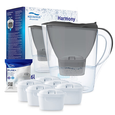 Aqualogis Harmony 2,6L Wasserfilterkanne 6 Monate Kartuschen Pack für Brita Maxtra