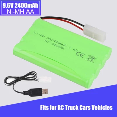 MARKENLOS 9,6V 2400mAh Ni-Mh Akku Pack Tamiya Stecker mit USB-Ladegerät für RC Auto Drone