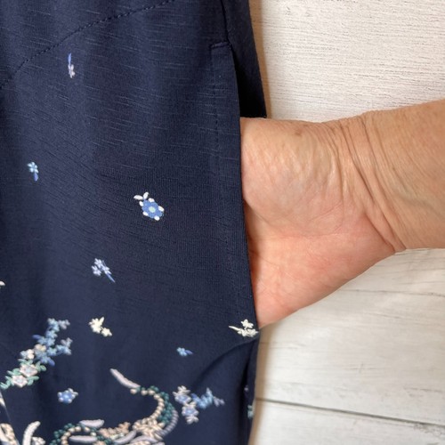 J Jill Kleid Damen Größe Medium marineblau/schwarz Blumenmuster Paisley Maxi Tank ärmellos - Bild 15 von 19