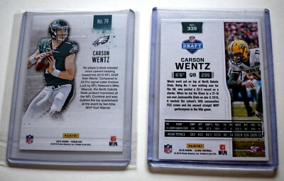Carson Wentz 2016 Panini Day Rookie /699 RC #79, #335 Eagles Bison