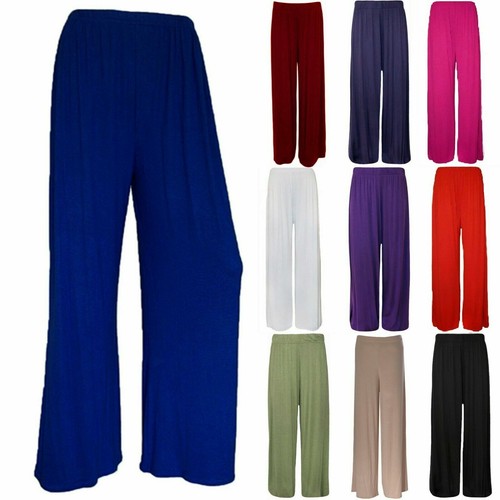 Womens Plain Palazzo Wide Leg Flared 