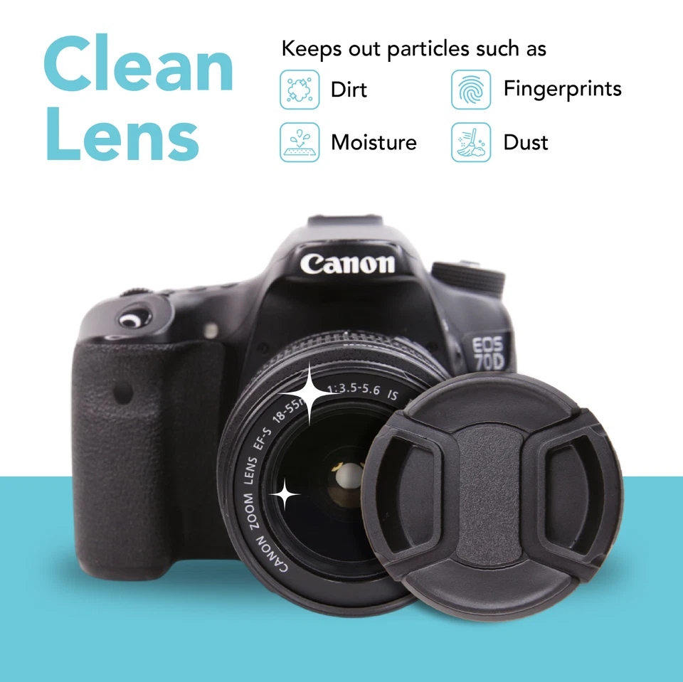 Center Pinch Snap-On Front Lens Cap Cover + Anti Lost String f DSLR Camera x2 - Image 4 of 4