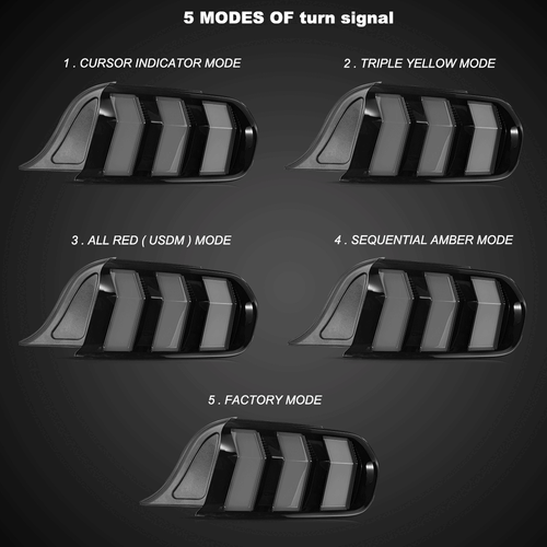 Luces traseras LED para Ford Mustang 2015-2023 luz de freno humo 5 modos intermitente - Imagen 3 de 15