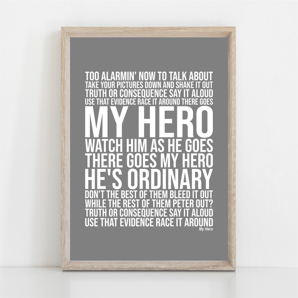 Foo Fighters MY HERO Song Lyrics Poster Print Wall Art