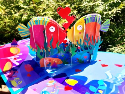 3D Pop Up Greeting Card Fish Kiss Birthday Love Anniversary Couple Wife Husband 
