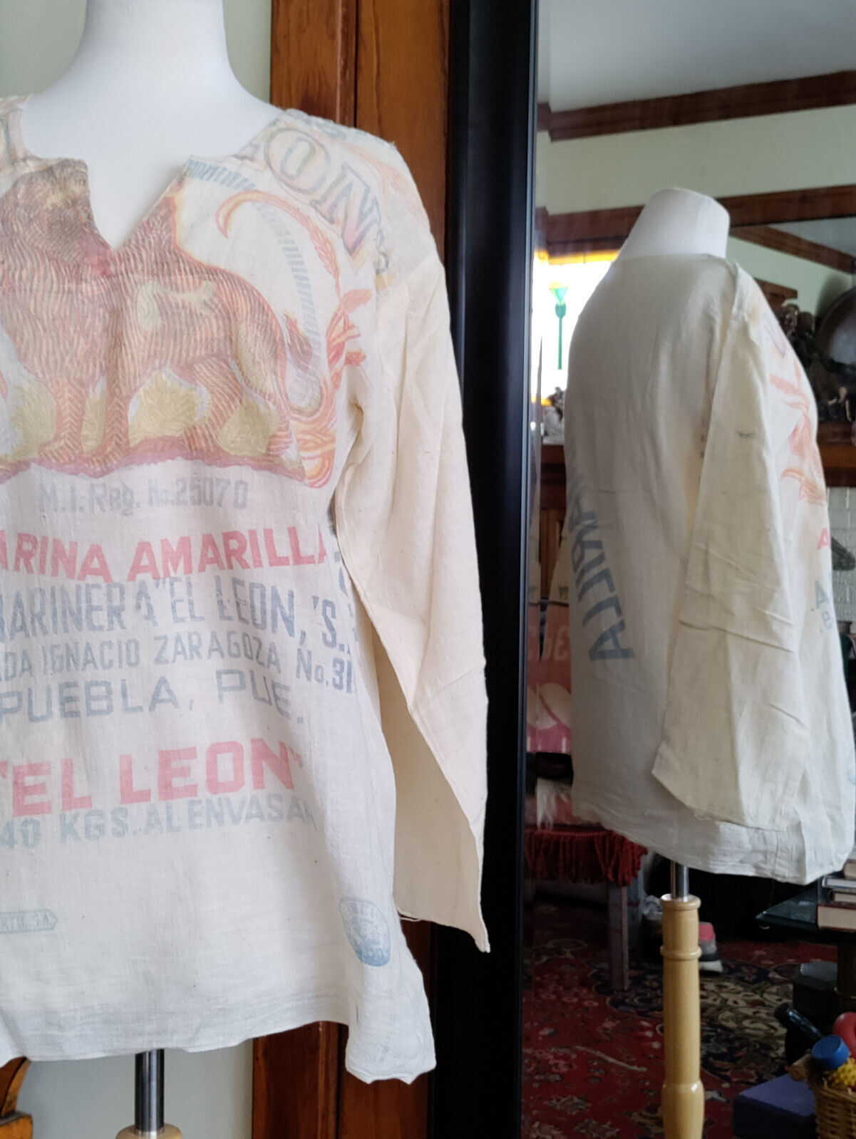 Camisa Top Vintage Años 60 Harina Amarilla Pop Art Harina Saco BOHO Gasa UNISEX