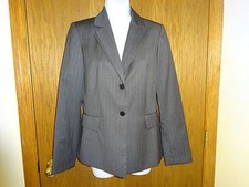 WOMEN'S CALVIN KLEIN GRAY PINSTRIPE BLAZER SIZE 4 LINED NICE .