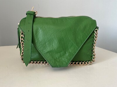 Bright Green Leather Gharani Strok Shoulder Bag Day Gold Chunky Chain  Hardware UK