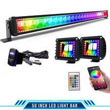 50 Inch Led Light Bar Rgb Halo Ring Strobe Offroad Driving Lamps For 4x4 Atv Suv