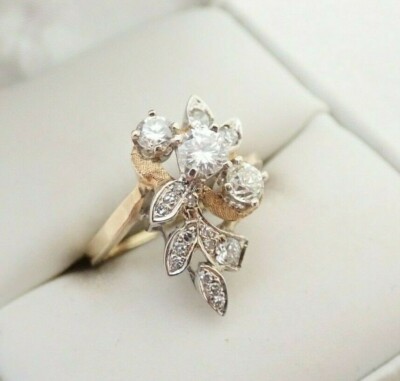 Atemberaubender antiker Diamant-Ehering 14 Karat massiv Gelbgold 6,25 -0,81 kt