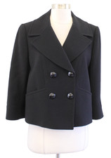 Tahari ASL Levine Womens Solid Black Double Breasted Blazer Jacket Size 8