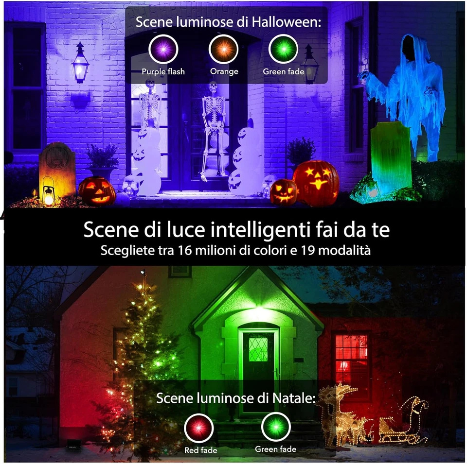 LED Faretto Esterno 30W, Equivalente a 300W, Cambio Colore Rgbw, 16 Milioni Colo - Immagine 2 di 4