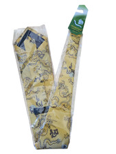 Men Tie Chinese Pattern Dragon Emperor Hand Made 4" W 100 Silk Light Yellow