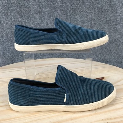 TOMS Shoes Womens 8 Blue Clemente Slip On Flats Canvas Comfort Round Toe Low