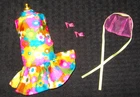VINTAGE REPRODUCTION COLOR MAGIC BARBIE CLOTHES FLORAL DRESS SHEER HAT SHOES LOT