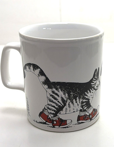 Vintage B Kliban Cat in Red Sneakers Coffee Mug Ironstone Kiln Craft England