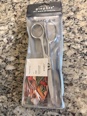 Gingher G-8KC 8  Take Apart Kitchen Shears Scissors Chrome Brazil EUC